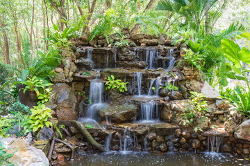 artificial waterfall in the garden