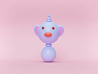 cartoon style geometric shapes cute character. minimal design. 3d rendering