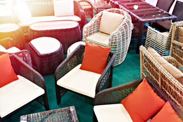 Wicker furniture at exhibition