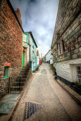 Fototapeta na wymiar Narrow Street in Port Isaac in Cornwall, England