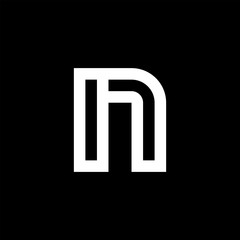Black and white number 17 or letter n initial logo icon