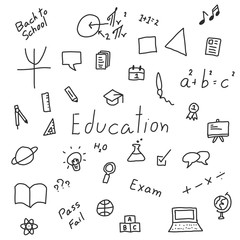 Black doodle handdrawing icon in education concept on white background