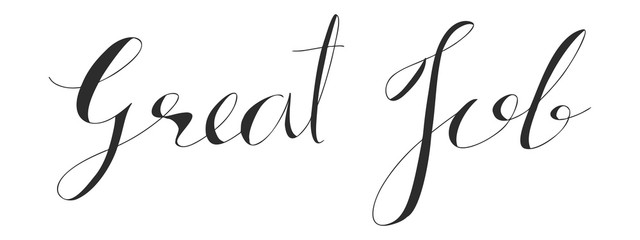 Black hand drawing in word great job on white background