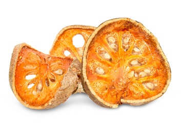 dried quince slices an isolated on white background