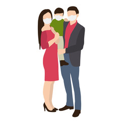 crowd of people in medical masks, family, children