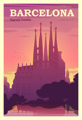 Time to travel. Around the world. Quality vector poster. Spain, Catalonia. - obrazy, fototapety, plakaty