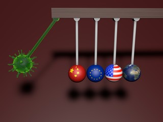 Newton's cradle based on the coronavirus pandemic