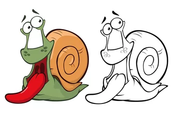 Foto op Plexiglas Vectorillustratie van een schattig stripfiguur slak voor u ontwerp en computerspel. Kleurboek overzichtsset © liusa