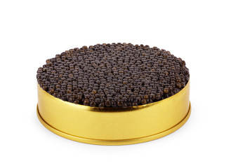 Black caviar isolated on white background