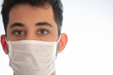 wearing protection face mask against coronavirus.