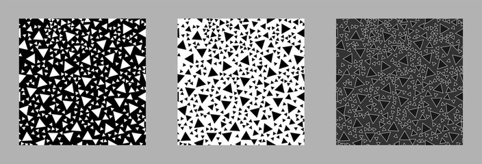 Set of seamless vector backgrounds from triangles. Monochrome graphic pattern. Eps10