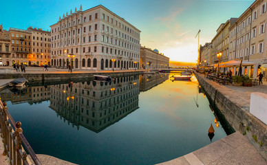 The Grand Canal of Trieste at dusk