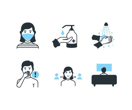 Corona virus Protection Related Vector Icons.