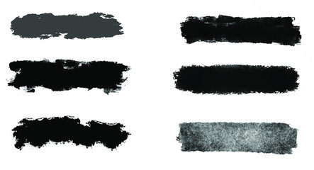 Black grunge stroke brush set for your design, vector.