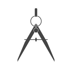 Drawing compass silhouette icon. Vector illustration. Architectural bureau, cartography, masonic lodge symbol.