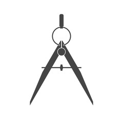 Drawing compass silhouette icon. Vector illustration. Architectural bureau, cartography, masonic lodge symbol.