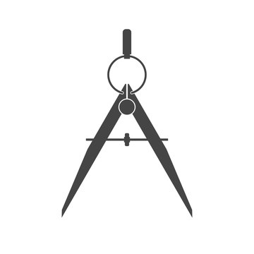 Drawing compass silhouette icon. Vector illustration. Architectural bureau, cartography, masonic lodge symbol.