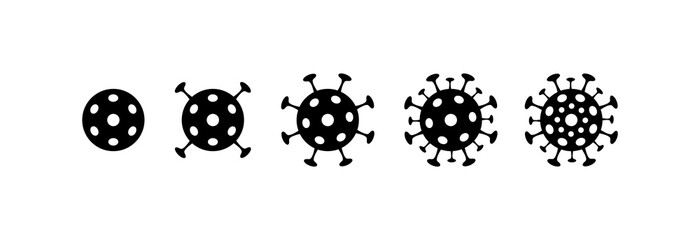 Fototapeta na wymiar Coronavirus different icons. Covid-19 virus signs. Mutations of virus