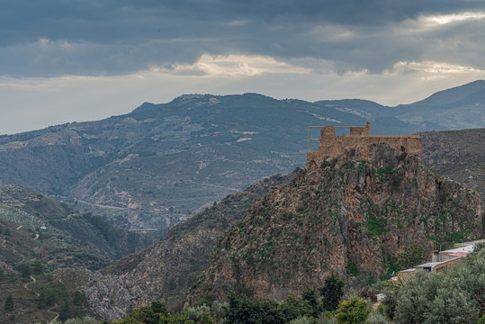 View of Castle of Lanjaron in Alpujarra of Granada. Spain.