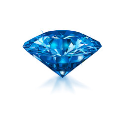 Beautiful blue gem sapphire isolated on white background. Vector illustration.