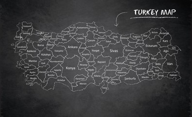 Turkey map, design card blackboard chalkboard vector