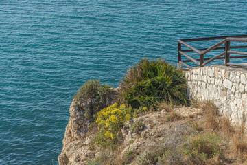 View of mediterranean sea from "Cantal's Cliff" in "Cala of Moral". Malaga. Spain.