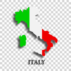 Realistic Italy flag, Italy flag with shadow on isolated background, vector illustration