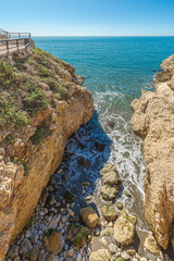View of mediterranean sea from "Cantal's Cliff" in "Cala of Moral". Malaga. Spain.