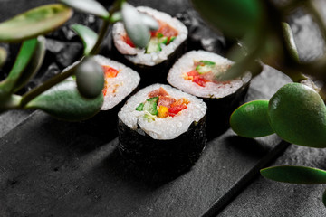 Homemade vegetarian rolls, sushi