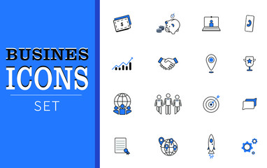  set of business icons for web site, line icons set