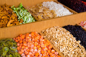 Delicious candied fruits turkish food