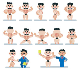 characters bodybuilding, game, flat ,icon man, cartoon