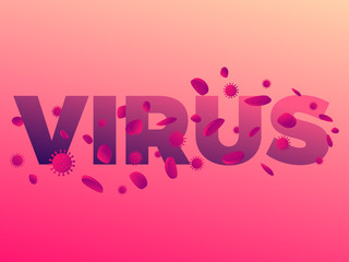 Red blood cells and viral bacteria on the background of the text. Coronavirus disease COVID-19. Vector illustration