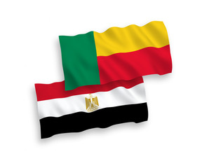 Flags of Egypt and Benin on a white background