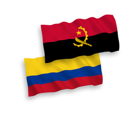 Fototapeta premium Flags of Colombia and Angola on a white background