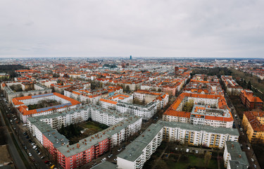 Fototapeta na wymiar aerial photo of big lving houses in Berlin
