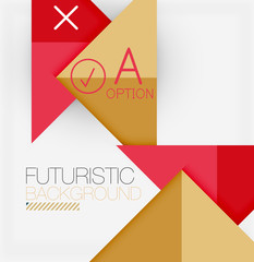 Abstract background, geometric business multicolored paper infographic - triangle frames for text, icons or graphics on light background with copyspace. Vector Illustration For Wallpaper, Banner