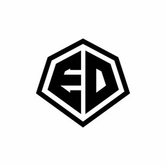 ED monogram logo with hexagon shape and line rounded style design template
