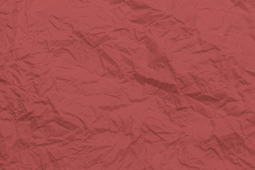 Close up red color paper crumpled texture background.