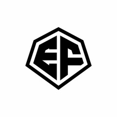 EF monogram logo with hexagon shape and line rounded style design template