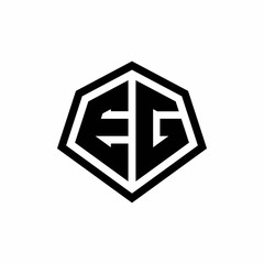 EG monogram logo with hexagon shape and line rounded style design template
