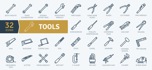Tools Icons. Line icons collection set. Simple vector icons - obrazy, fototapety, plakaty