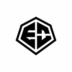 EO monogram logo with hexagon shape and line rounded style design template