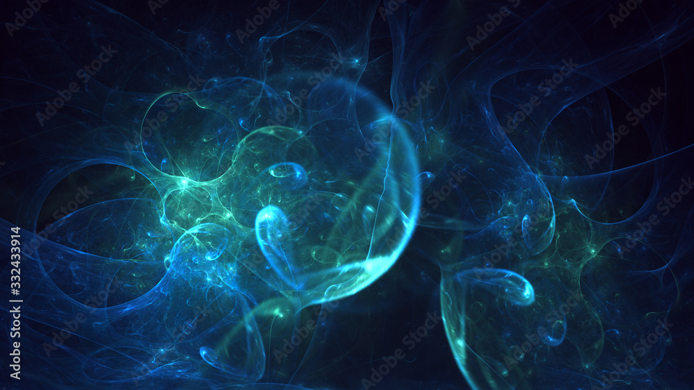Poster 3d rendering abstract colorful fractal light background