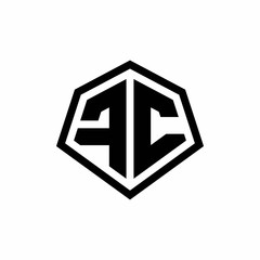 FC monogram logo with hexagon shape and line rounded style design template