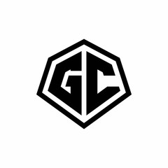 GC monogram logo with hexagon shape and line rounded style design template
