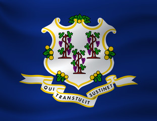 Waving flag of Connecticut. Vector illustration