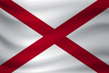 Waving flag of Alabama. Vector illustration
