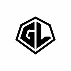 GL monogram logo with hexagon shape and line rounded style design template