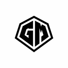 GM monogram logo with hexagon shape and line rounded style design template